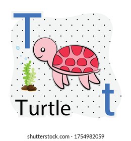 T-Turtle. A-Z alphabet animal collection. learning and teaching materials. for the development of children. online learning.