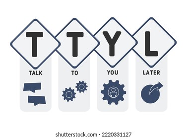 TTYL - Hable Con Usted Más Tarde. fondo de concepto de negocio.  concepto de ilustración vectorial con palabras clave e iconos. ilustración con iconos para banner web, volante, aterrizaje