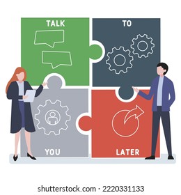 TTYL - Hable Con Usted Más Tarde. fondo de concepto de negocio.  concepto de ilustración vectorial con palabras clave e iconos. ilustración con iconos para banner web, volante, aterrizaje