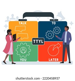 TTYL - Talk To You Later acronym. business concept background.  vector illustration concept with keywords and icons. lettering illustration with icons for web banner, flyer, landing