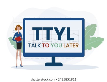 TTYL - Talk To You Later acronym. business concept background. vector illustration concept with keywords and icons. lettering illustration with icons for web banner, flyer