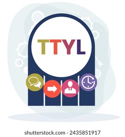 TTYL - Talk To You Later acronym. business concept background. vector illustration concept with keywords and icons. lettering illustration with icons for web banner, flyer