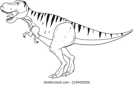 Ttyrannosaurus Rex Dinosaur Doodle Outline On Stock Vector (Royalty ...