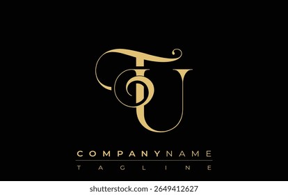 TU Abstract logotipo de joia criativa. Um logotipo elegante com iniciais de monograma dourado em uma tipografia elegante e moderna, perfeito para a marca