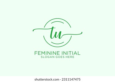 TU beauty monogram and elegant logo design handwriting logo of initial signature, wedding, fashion, floral and botanical with creative template.