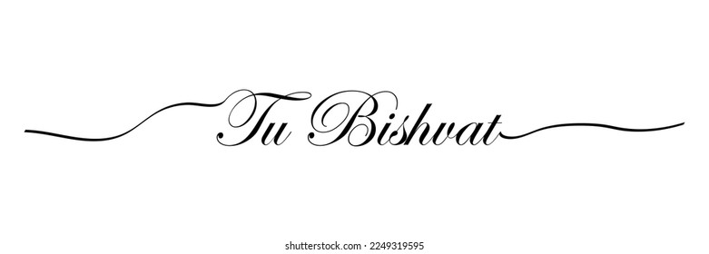 Tu Bishvat Monoline Script lettering isolated on white background. Vector Illustration. EPS 10