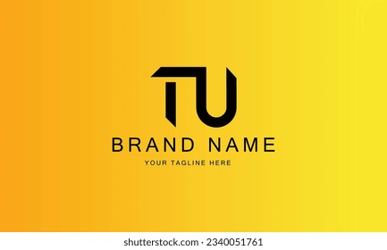 TU brand minimal professional creative black logo design for all kinds of business with yellow red gradient background template  