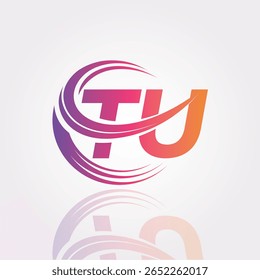 TU Creative Gradient Swirl Monogram Logo - Design moderno da marca da letra abstrata para a marca profissional e a identidade digital