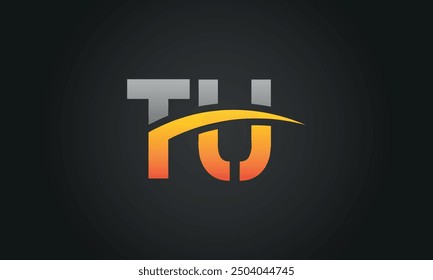 TU creative and modern letter logo design. TU logo design vector in black background.