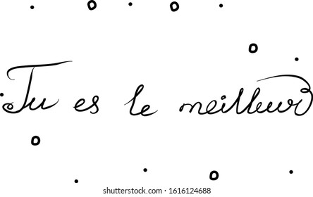 Tu es le meilleur phrase handwritten with a calligraphy brush. You are the best in French. Modern brush calligraphy. Isolated word black