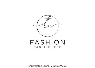 TU Feminine logo beauty monogram and elegant logo design, handwriting logo of initial signature, wedding, fashion, floral and botanical with creative template.