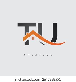 TU House Letter Logo – Creative Real Estate Monogram with Roof Shape and Home Icon for Property, Architecture and Modern Branding Identity