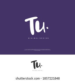 TU Initial handwriting or handwritten logo for identity. Logo with signature and hand drawn style.