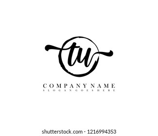 TU initial handwriting logo circle template vector