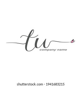 TU Initial Handwriting logo luxury vector beauty