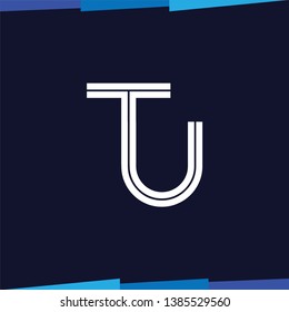 TU Initial Letter Line Logo Vector