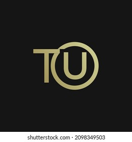 TU Initial letter logo inside circle shape inside rounded black and gold monogram