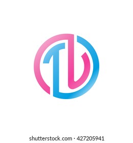 TU initial letters looping linked circle logo pink blue