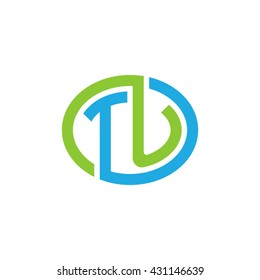 TU initial letters looping linked ellipse logo blue green