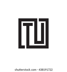 TU initial letters looping linked square monogram logo