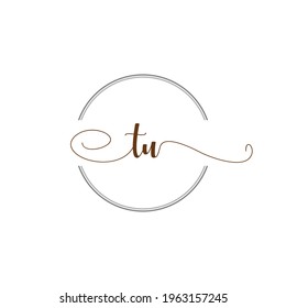 TU Initial Logo Handwriting template letter illustration