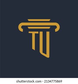 TU initial logo monogram with pillar icon design vector image