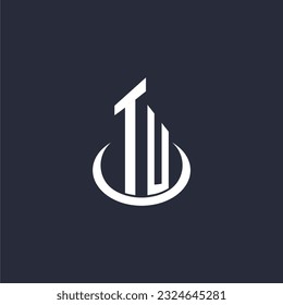 TU initial monogram building logo for real estate with creative circle style design