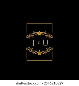 TU initial monogram decoration for wedding logo with creative square line