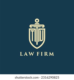 TU initial monogram for law firm with sword and shield logo image