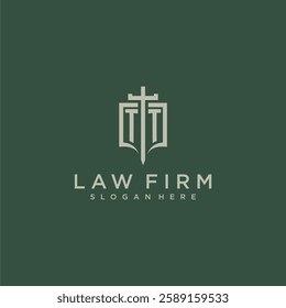 TU initial monogram for law firm with sword and shield logo image