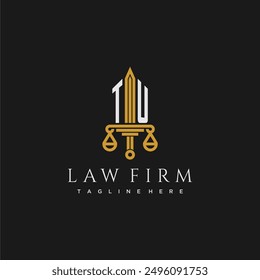 TU initial monogram for lawfirm logo with sword and scale