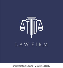 TU initial monogram for lawfirm logo with scales vector image