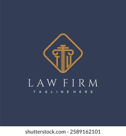 TU initial monogram logo for lawfirm with pillar in creative square design