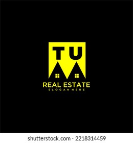 TU initial monogram logo real estate in square style design