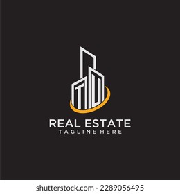 TU initial monogram logo for real estate with building style