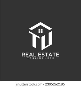 TU initial monogram logo for real estate with polygon shape creative design