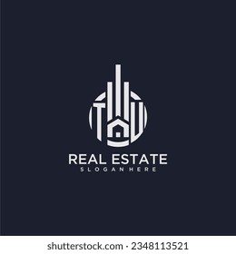 TU initial monogram logo for real estate with creative circle design vector