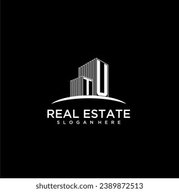 TU initial monogram logo for real estate with building style