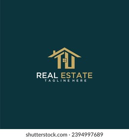 TU initial monogram logo for real estate with home shape creative design