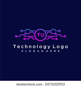 TU initial monogram for technology logo with circle style design