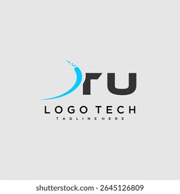 Monograma inicial TU para design de logotipo de tecnologia