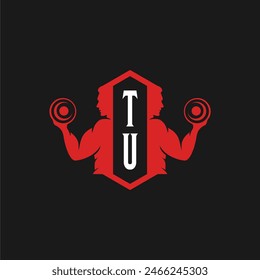 TU initials fitness sport gym logo design vector