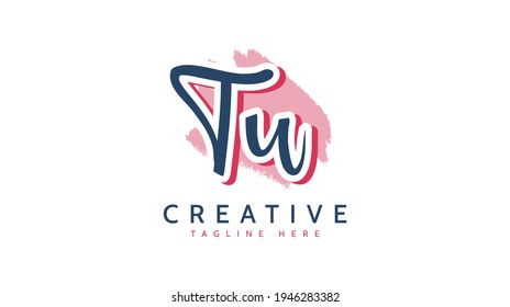 TU Initials, handwriting logo vector