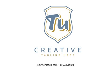 TU Initials, handwriting logo vector