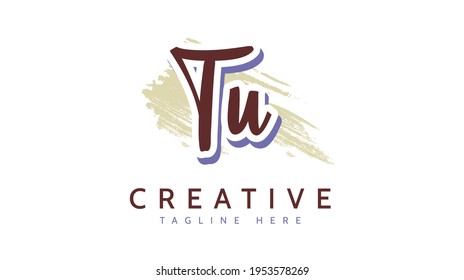 TU Initials, handwriting logo vector