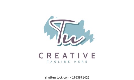 TU Initials, handwriting logo vector