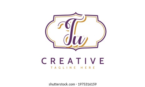 TU Initials, handwriting logo vector