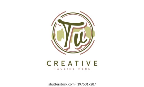 TU Initials, handwriting logo vector