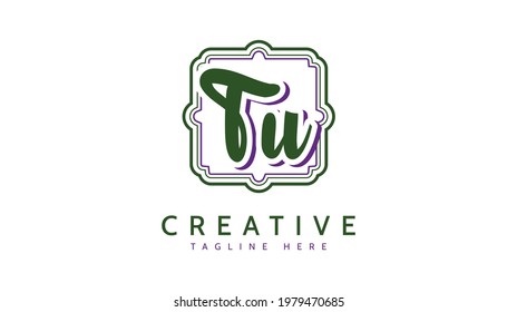 TU Initials, handwriting logo vector