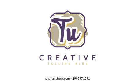 TU Initials, handwriting logo vector